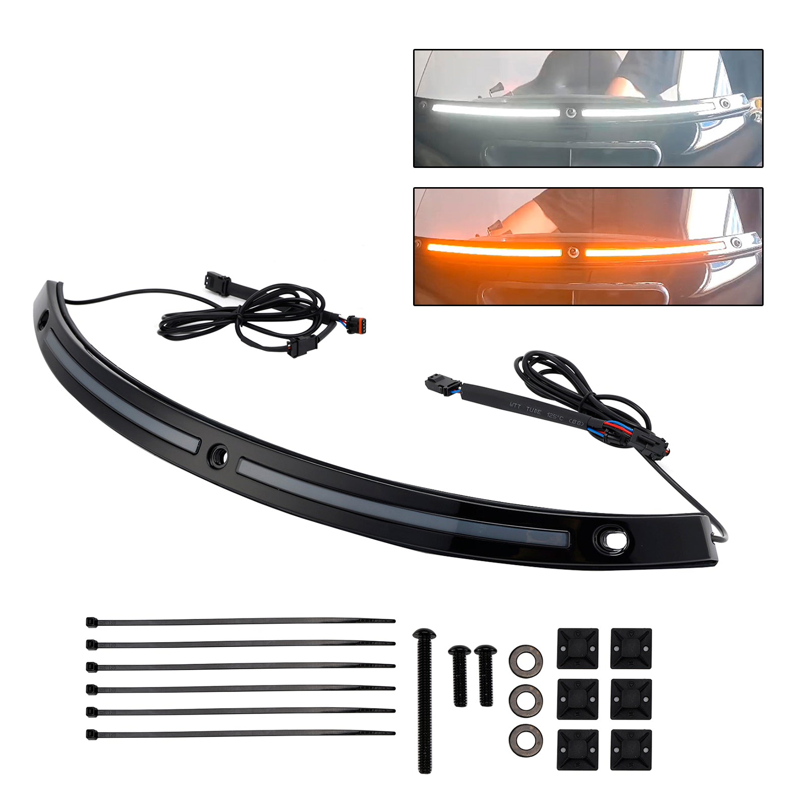 2014+Touring Electra Glide Street Glide Ultra Limited LED Running Turn Signal Light Windshield Trim