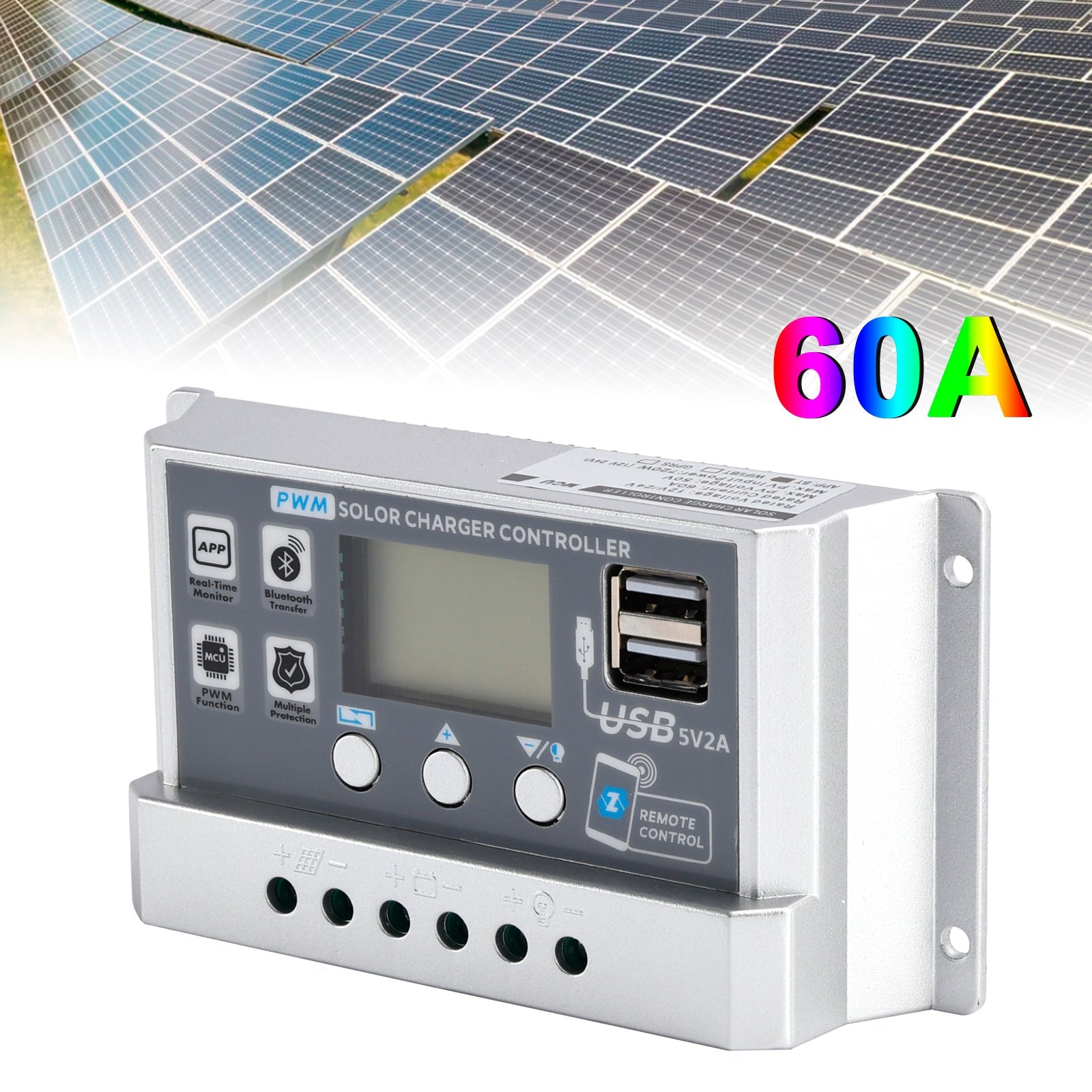 10A-60A PWM Solar Controller Mobile APP Intelligent Control Solar Controller