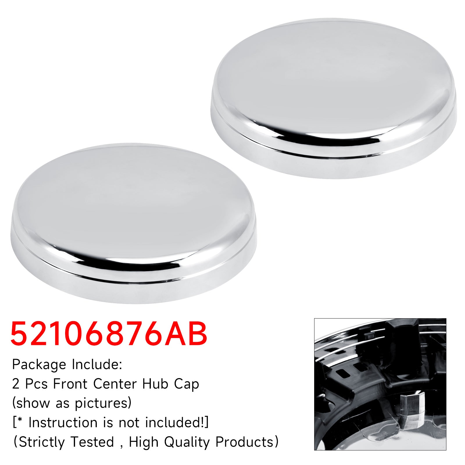 2X Front Center Hub Cap For Dodge Ram 3500 Pickup Dually 03-18 52106876AB