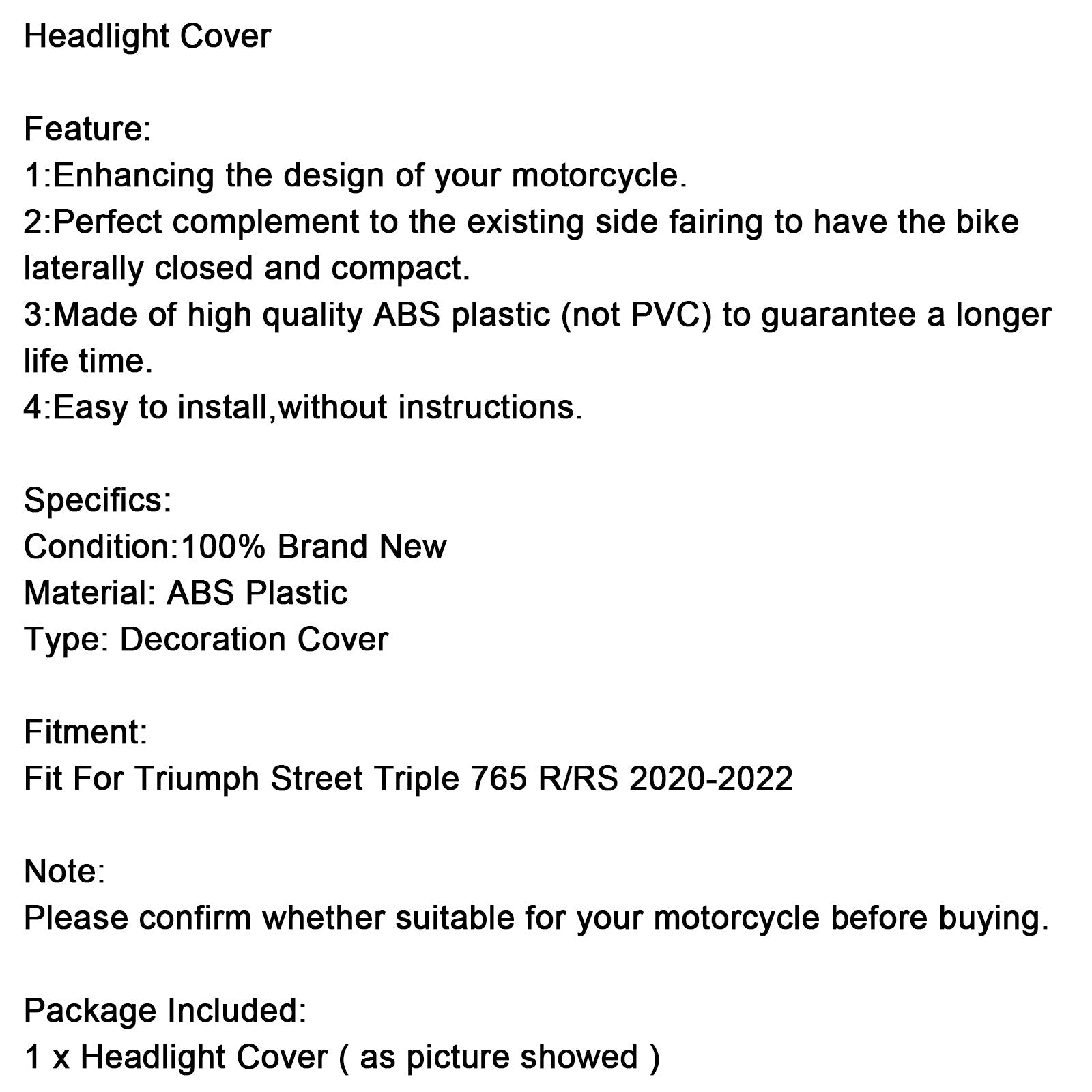 2020-2022 Street Triple 765 R/RS Front Nose Headlight Cover Fairing