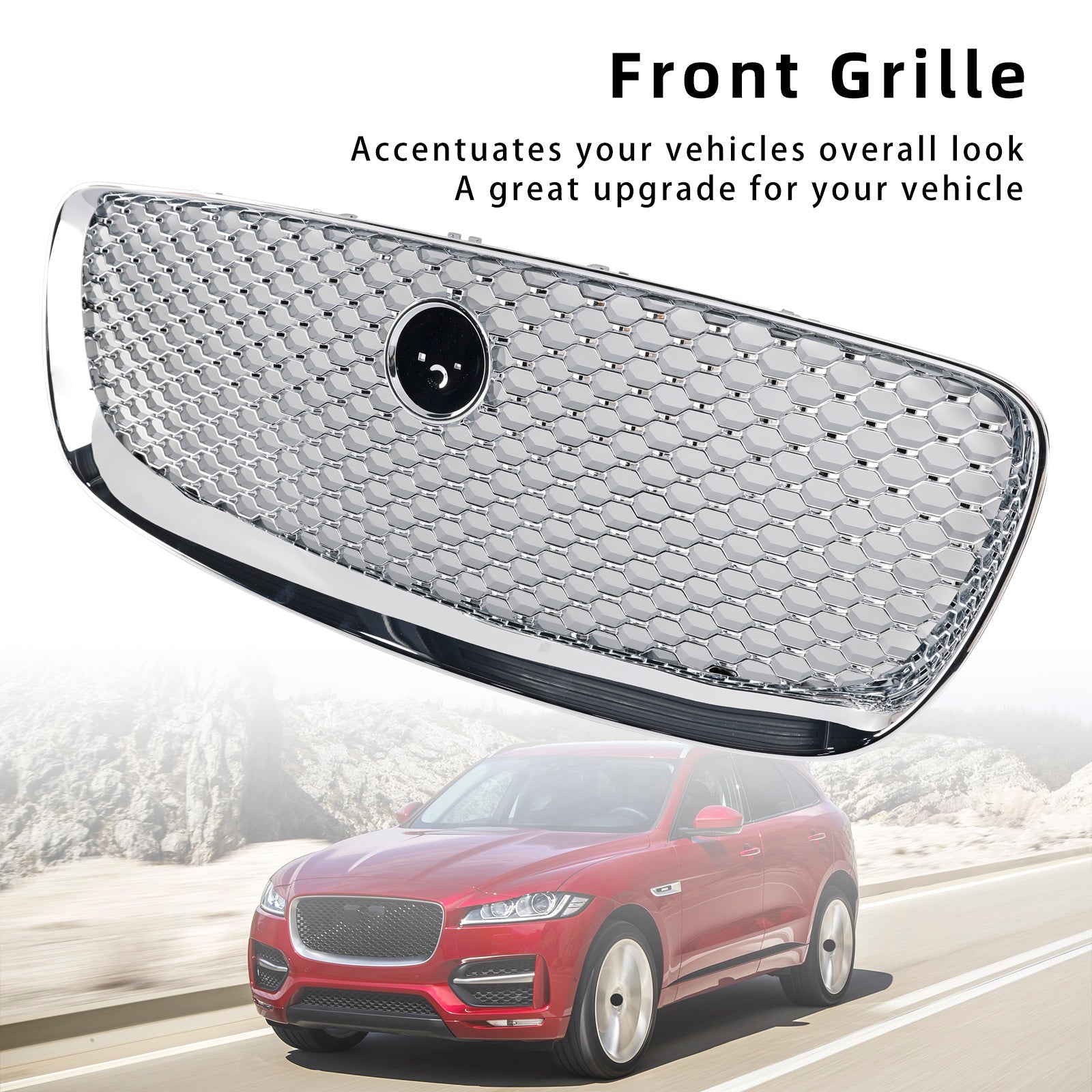 Chrome Front Bumper Grill Grille Fit JAGUAR F-PACE X761 2016-2020