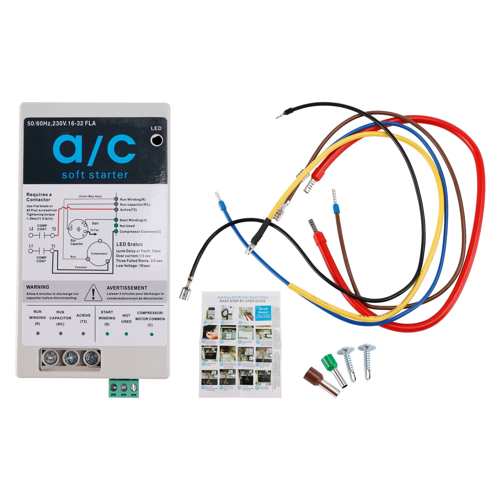 AC Soft Starter Reverse Motor Protection (16-32A + Install Kit)
