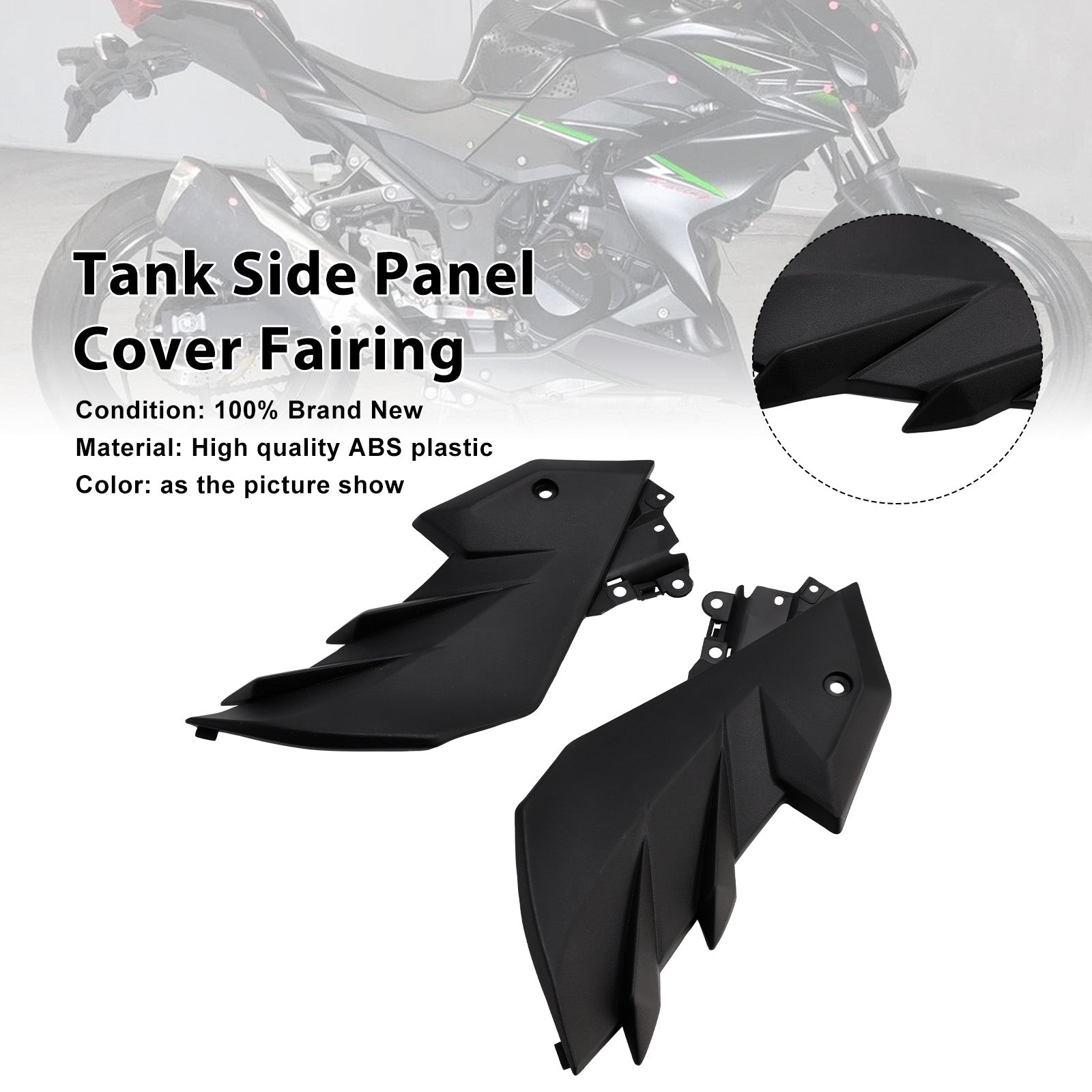 Fuel Tank Side Panel Cover Fairings For Kawasaki Z250 Z300 2013-2018