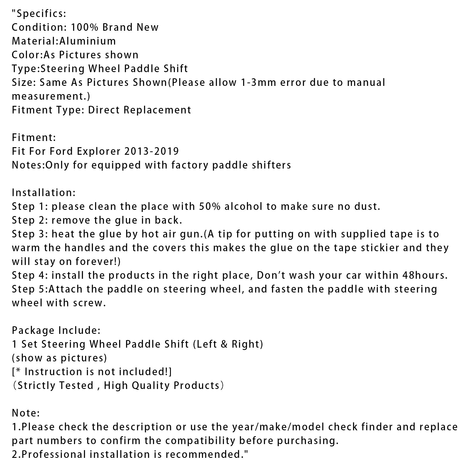 2013-2019 Ford Explorer Steering Wheel Paddle Shifter Extension For Aluminium