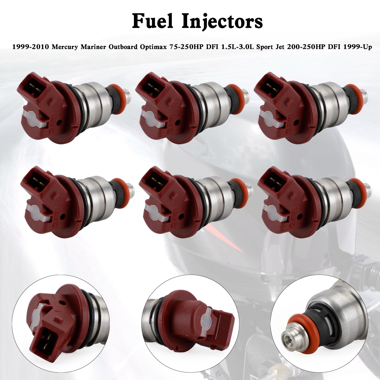 6PCS 75-90-115-200-225 Fuel Injectors 37001 For Mercury Outboard Mariner 804528