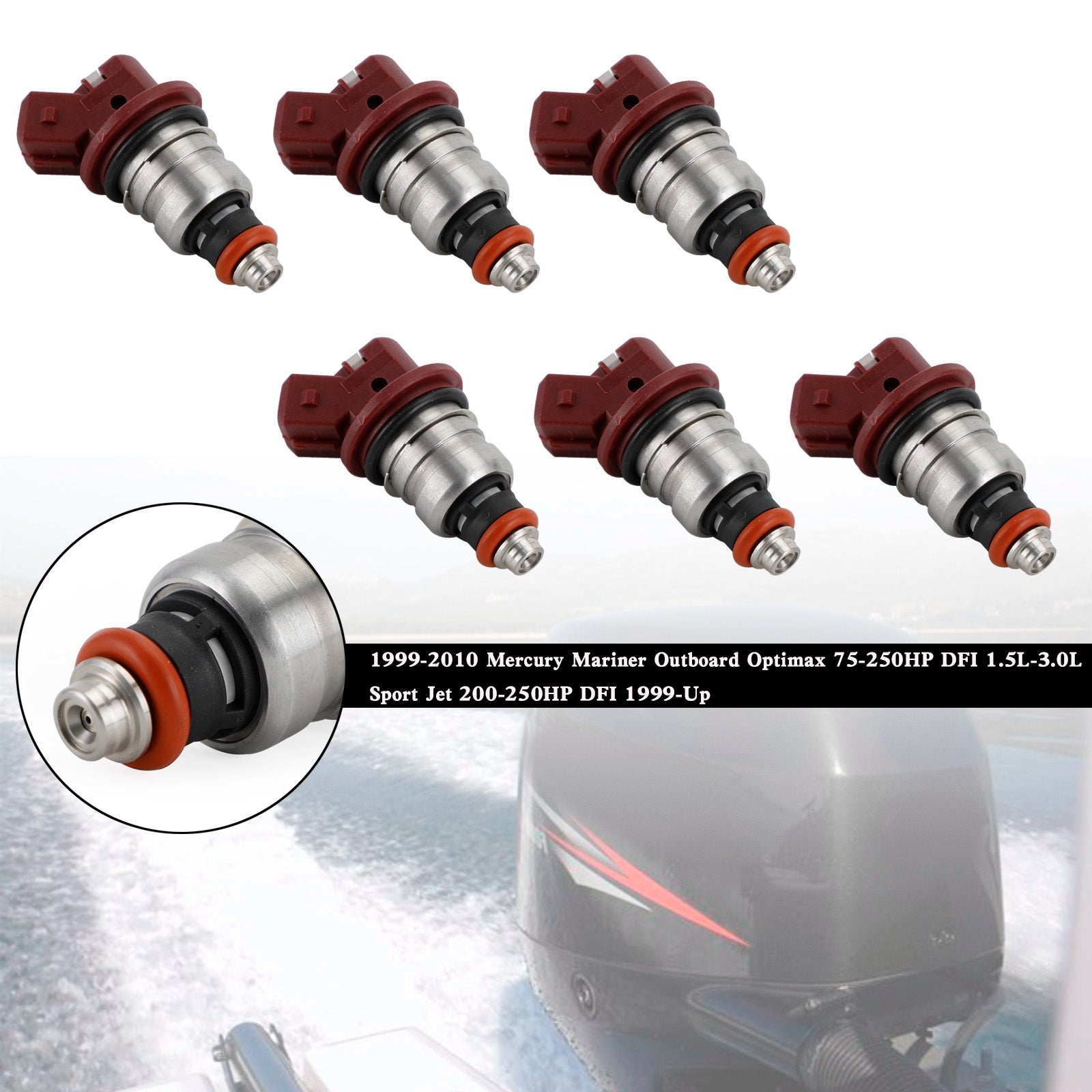 6PCS 75-90-115-200-225 Fuel Injectors 37001 For Mercury Outboard Mariner 804528