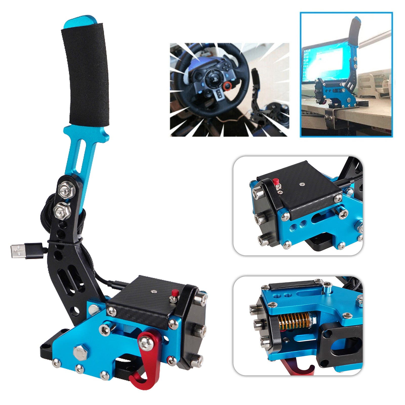 14Bit PS4/PS5 USB3.0 SIM Handbrake for Racing Games Steering Wheel Stand G29