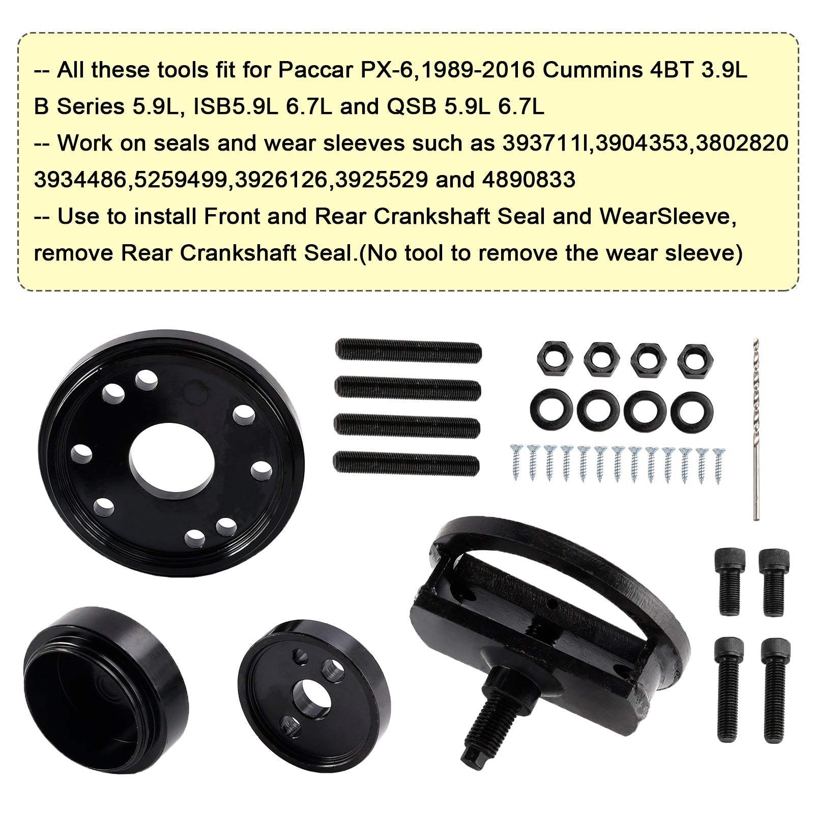 Front+Rear Crankshaft Seal Remover & Installer Tool for Cummins 3.9L 5.9L 6.7L