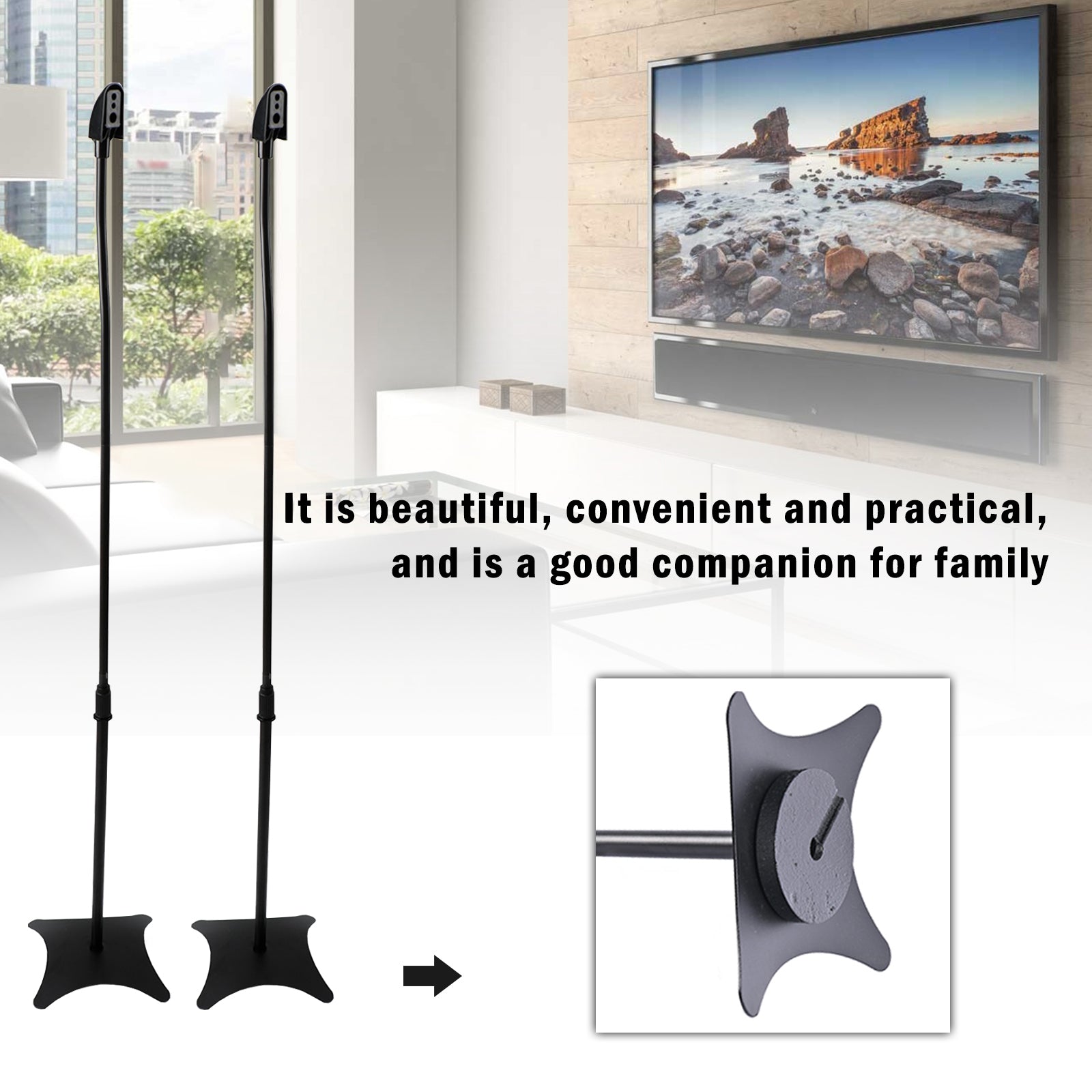 Universal Surround Sound Adjustable Height Speaker Stands Set Of 4 Speaker