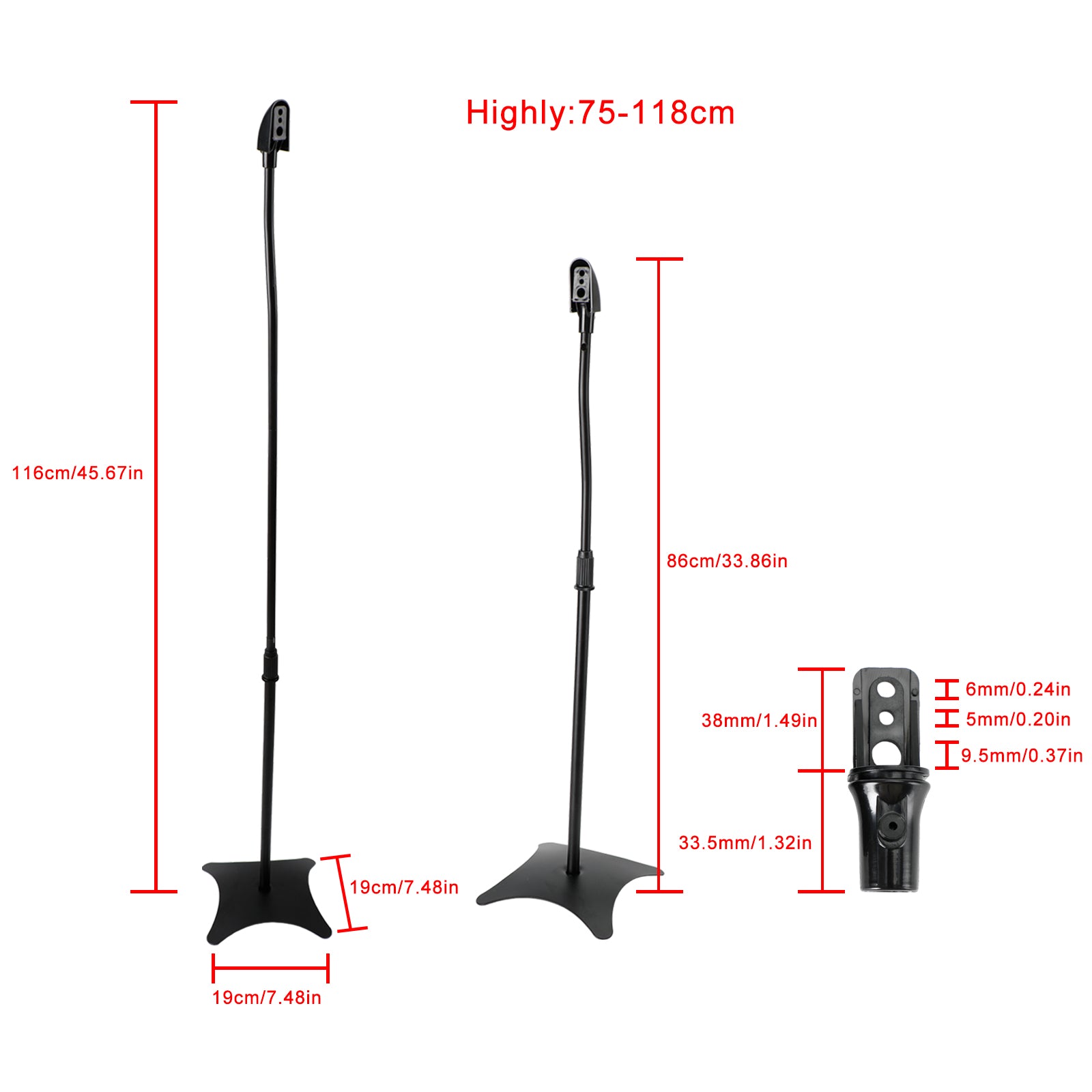 Universal Surround Sound Adjustable Height Speaker Stands Set Of 4 Speaker