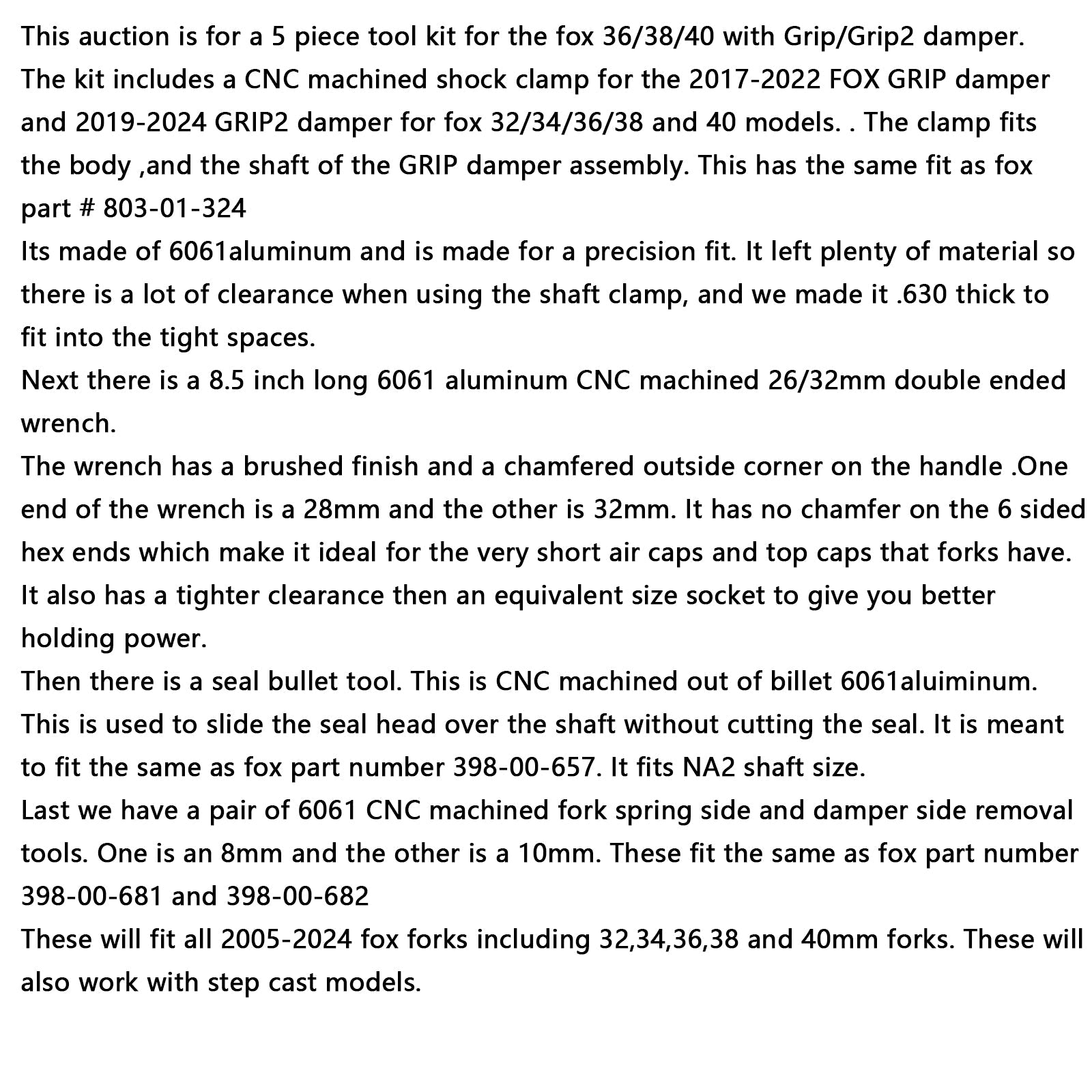 & 40 - For Rebuild/seals GRIP2 38 Service tool kit for FOX GRIP Fork-fits 36
