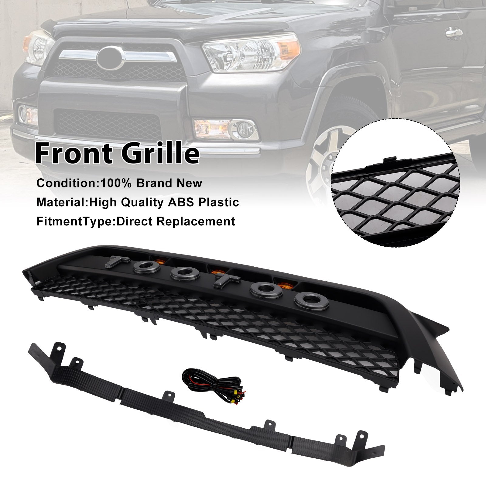TRD Pro Style Front Bumper Grill Grille Fit Toyota 4Runner 2010-2013 Matte Black