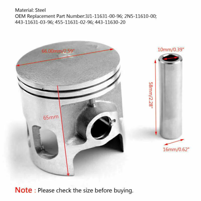Piston Kit +1.00 For Yamaha 175Dt 175Mx Yt175 1974-1982 Bore Size 67.00Mm