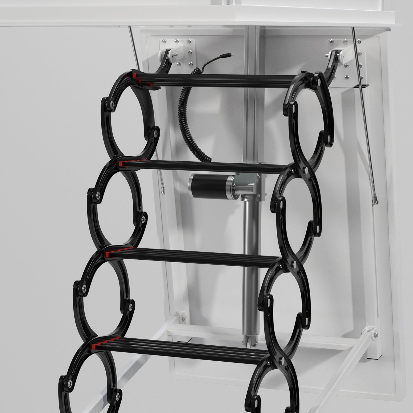 13 Steps Electirc Acctic Ladder Aluminum Folding 11.8FT Remote For Loft Home