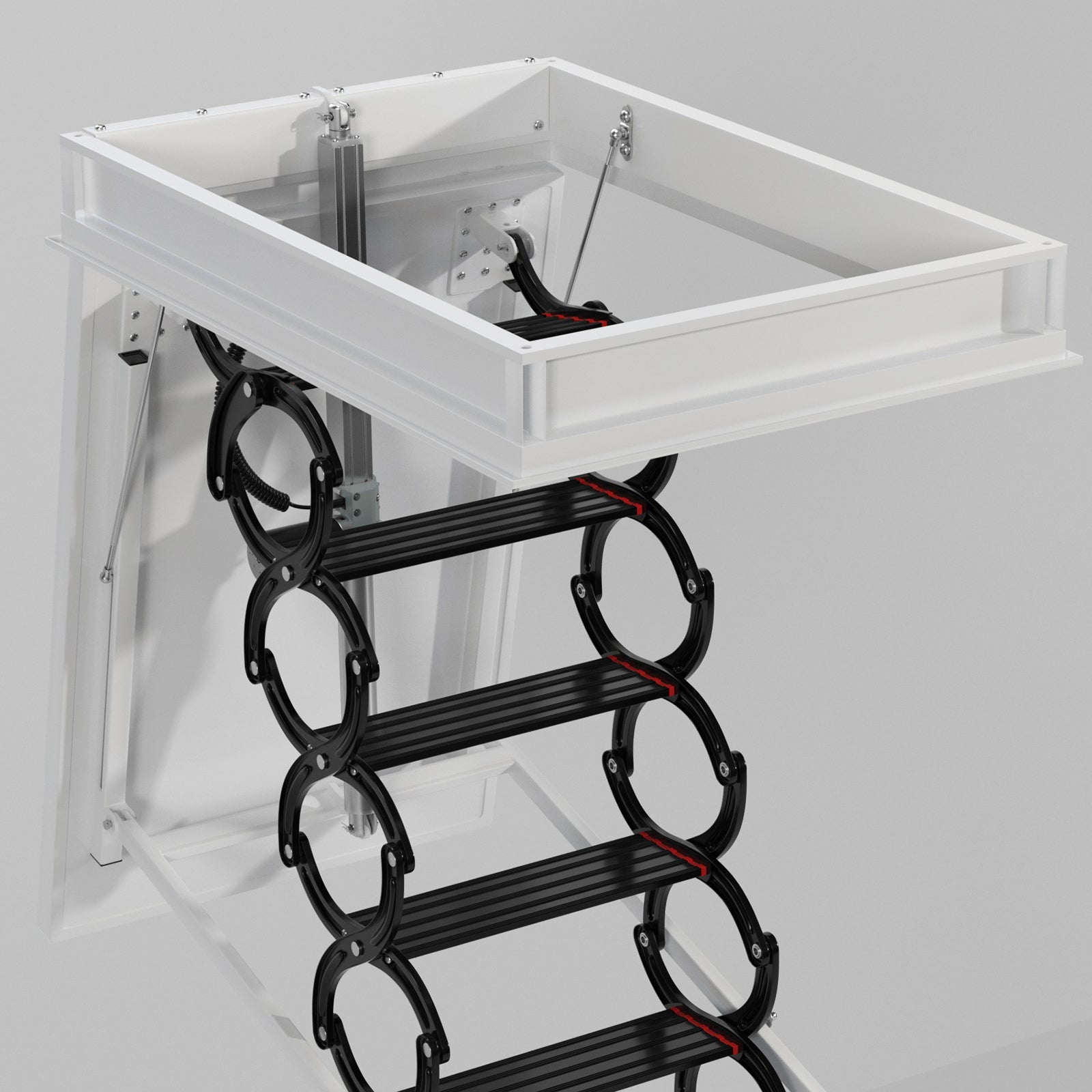 13 Steps Electirc Acctic Ladder Aluminum Folding 11.8FT Remote For Loft Home