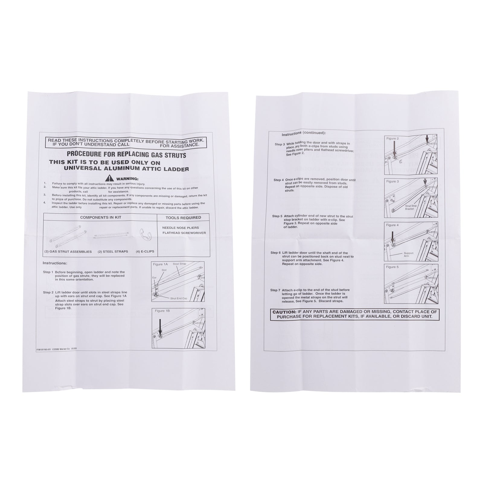 2PCS 36-80 Standard Strut Kit For Werner Aluminum Attic Ladders AH2210 AH2210B