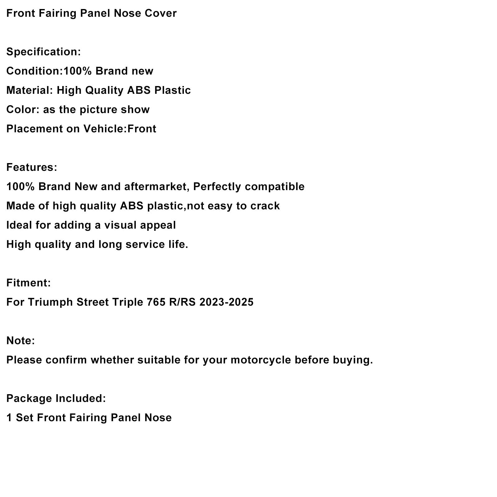 2023-2025 Street Triple 765 R/RS Front Fairing Panel Nose Cover