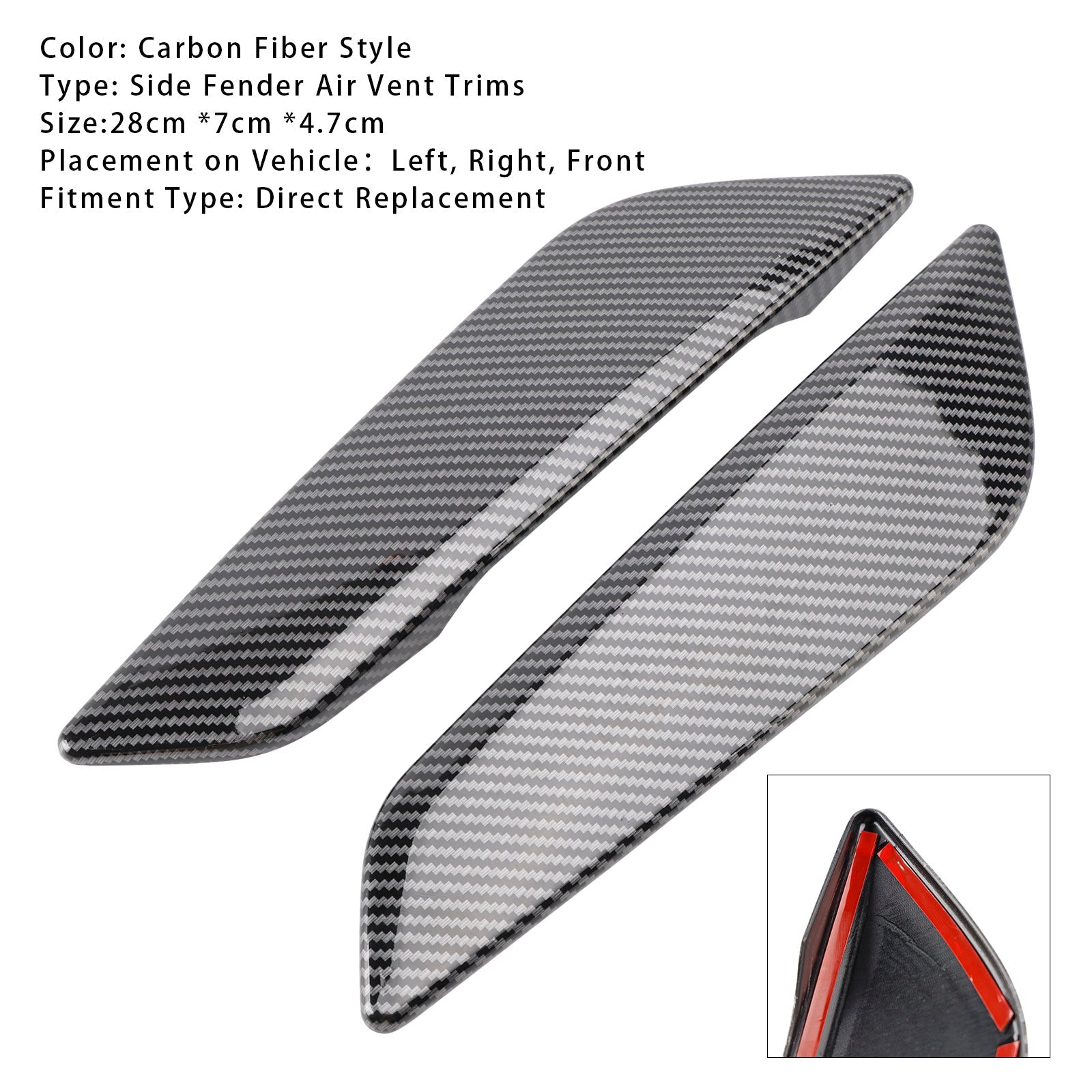 2017+ BMW 5 Series G30 G31 Carbon Fiber Style Fender Side Air Vent Trims