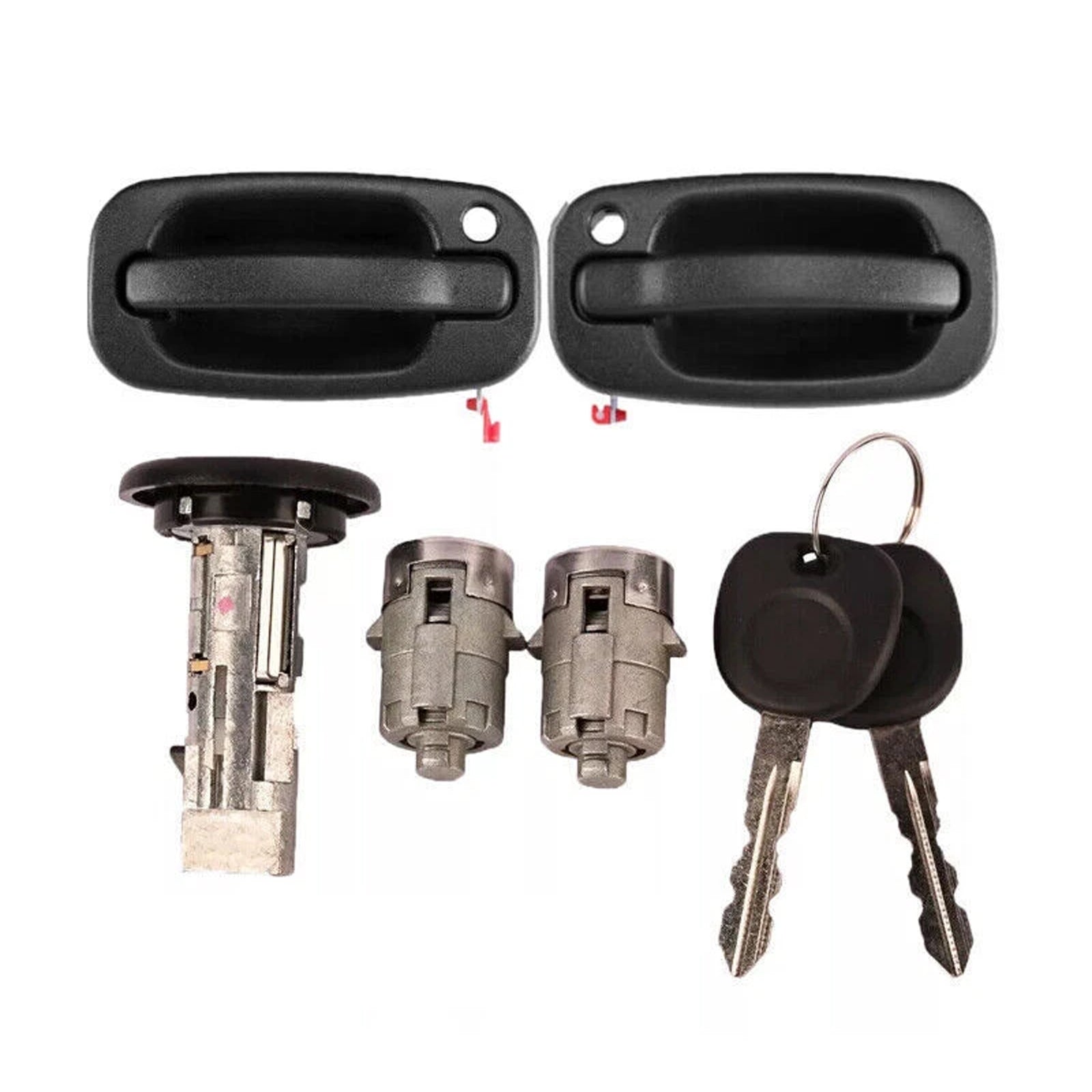 Exterior Door Handle & 2 Door Lock Set & 2 SAME KEYS For GM Chevy 2001-2006