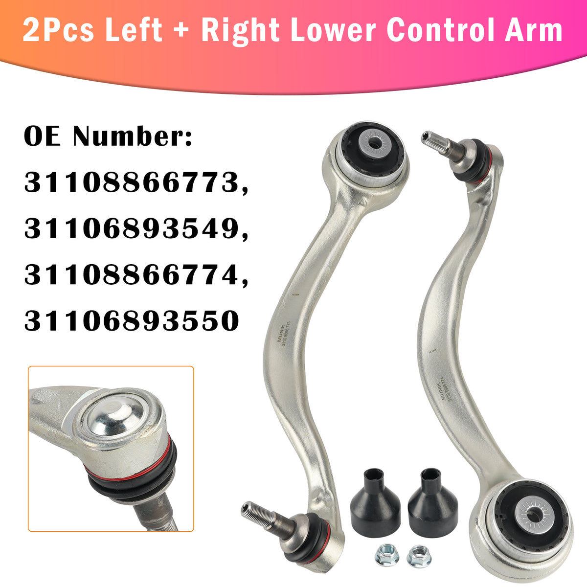 2019-2024 BMW X5 G05 X6 G06 X7 G07 2Pcs Left + Right Lower Control Arm