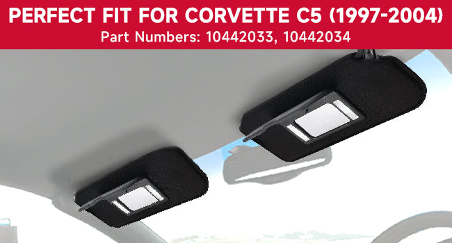 1997-2004 CORVETTE Sun Visor Vanity Mirror C5 Black SunVisors Pair Shaded
