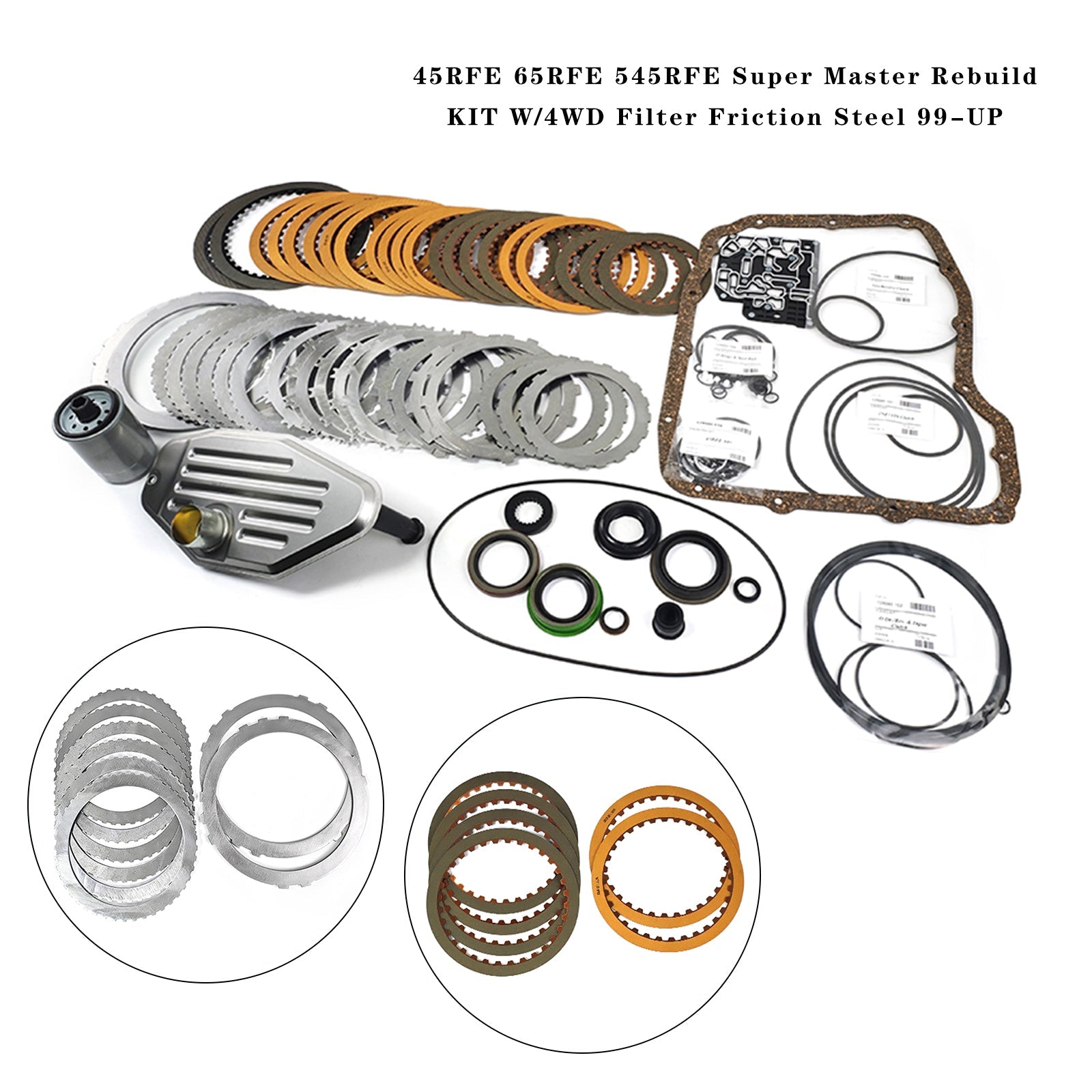 45RFE 65RFE 545RFE Super Master Rebuild KIT W/4WD Filter Friction Steel 99-UP