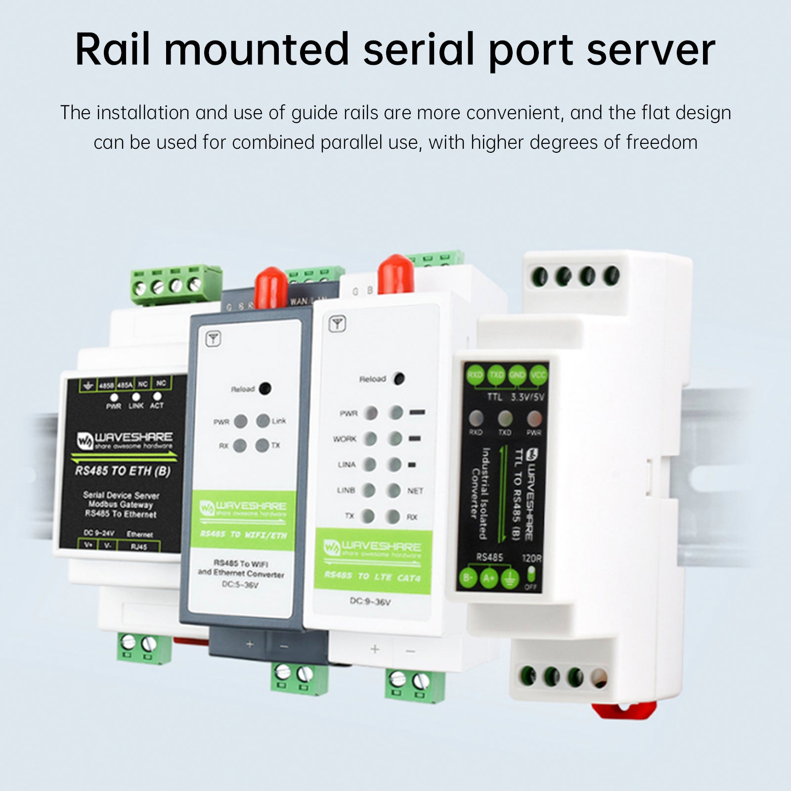 TTL to RS485 Electrical Isolation Module DIN Rail Serial Converter Surge Protect
