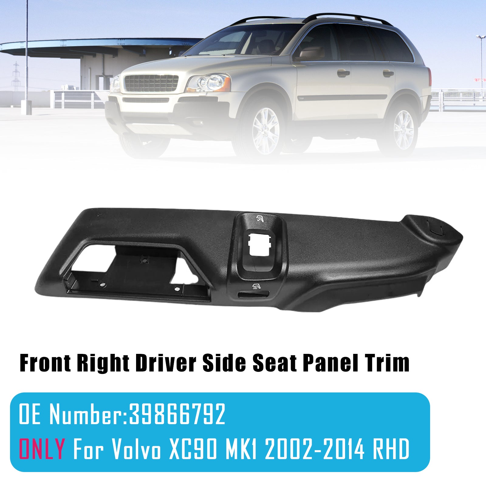 Front Right Driver Side Seat Panel Trim 39866792 For Volvo XC90 MK1 2002-2014