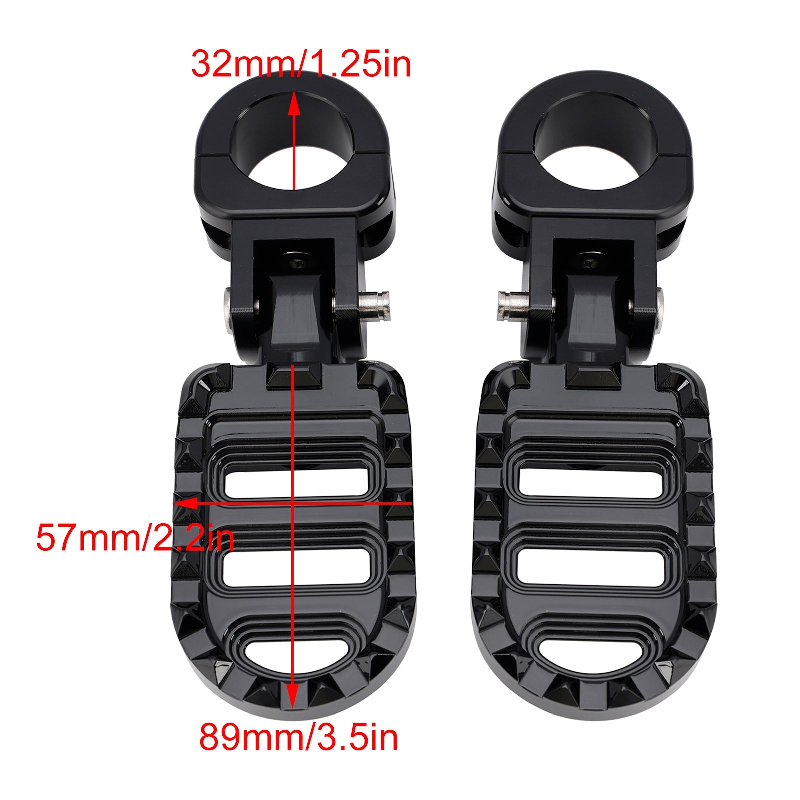 Universal Front Footrests Foot Pegs fit for motorcycle with 1.25 inches bars