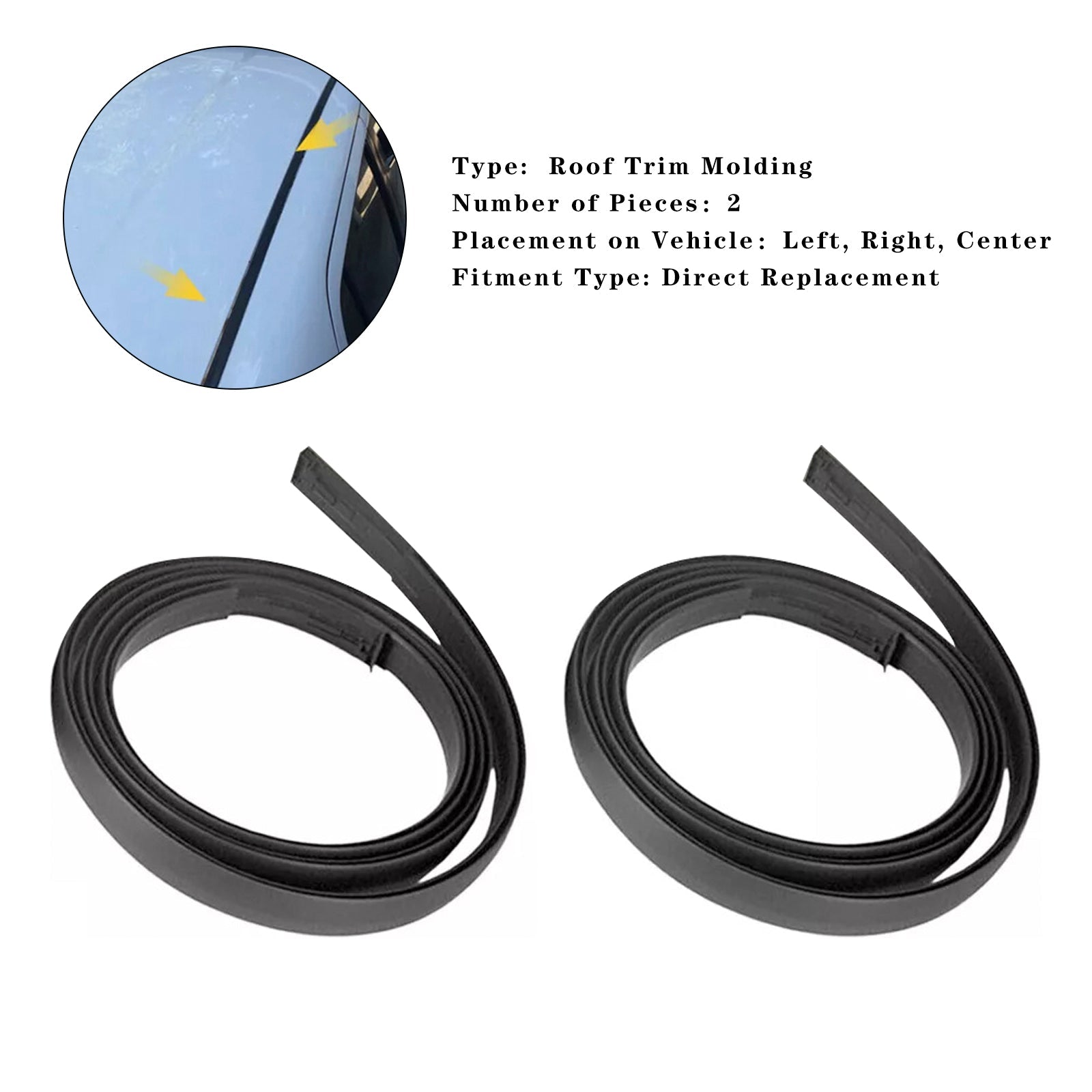 2008-2015 Scion xB 2PCS Roof Drip Molding Trim Center Left & Right Side Rubber