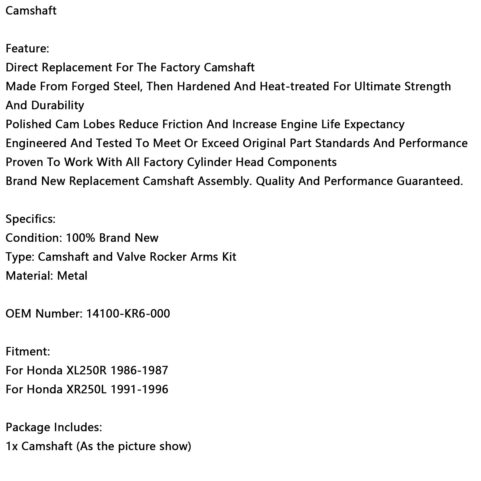 14100-KR6-000 Camshaft Rocker Arm For Honda XL250R XR250L 1986-1996