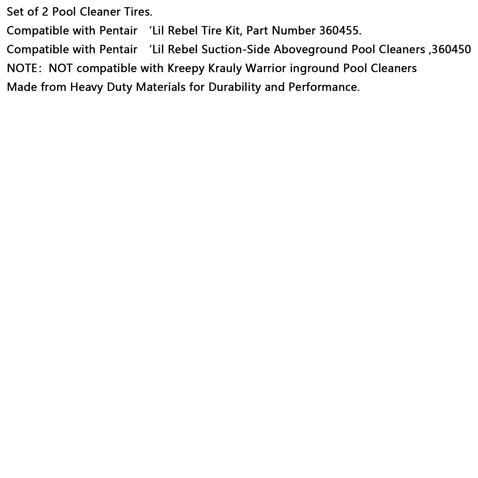 2 Tires-Part #360455 for Pentair 'Lil Rebel Suction-Side Pool Cleaners