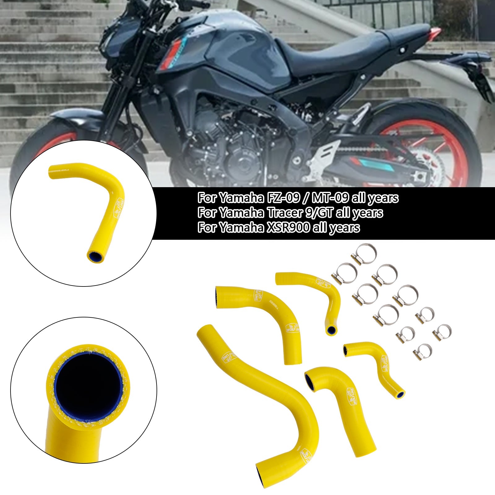Silicone Radiator coolant Hose For Yamaha MT-09 XSR900 Tracer 9/GT all years