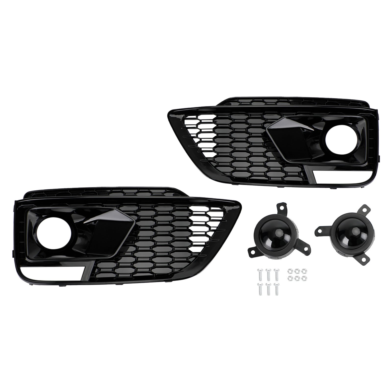 RSQ5 Black Front Honeycomb Fog Lamp Grilles Cover Fit Audi Q5 SQ5 2018-2020