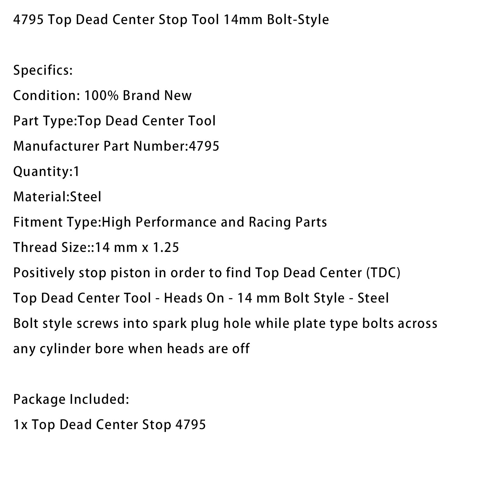 4795 Top Dead Center Stop Tool 14mm Bolt-Style