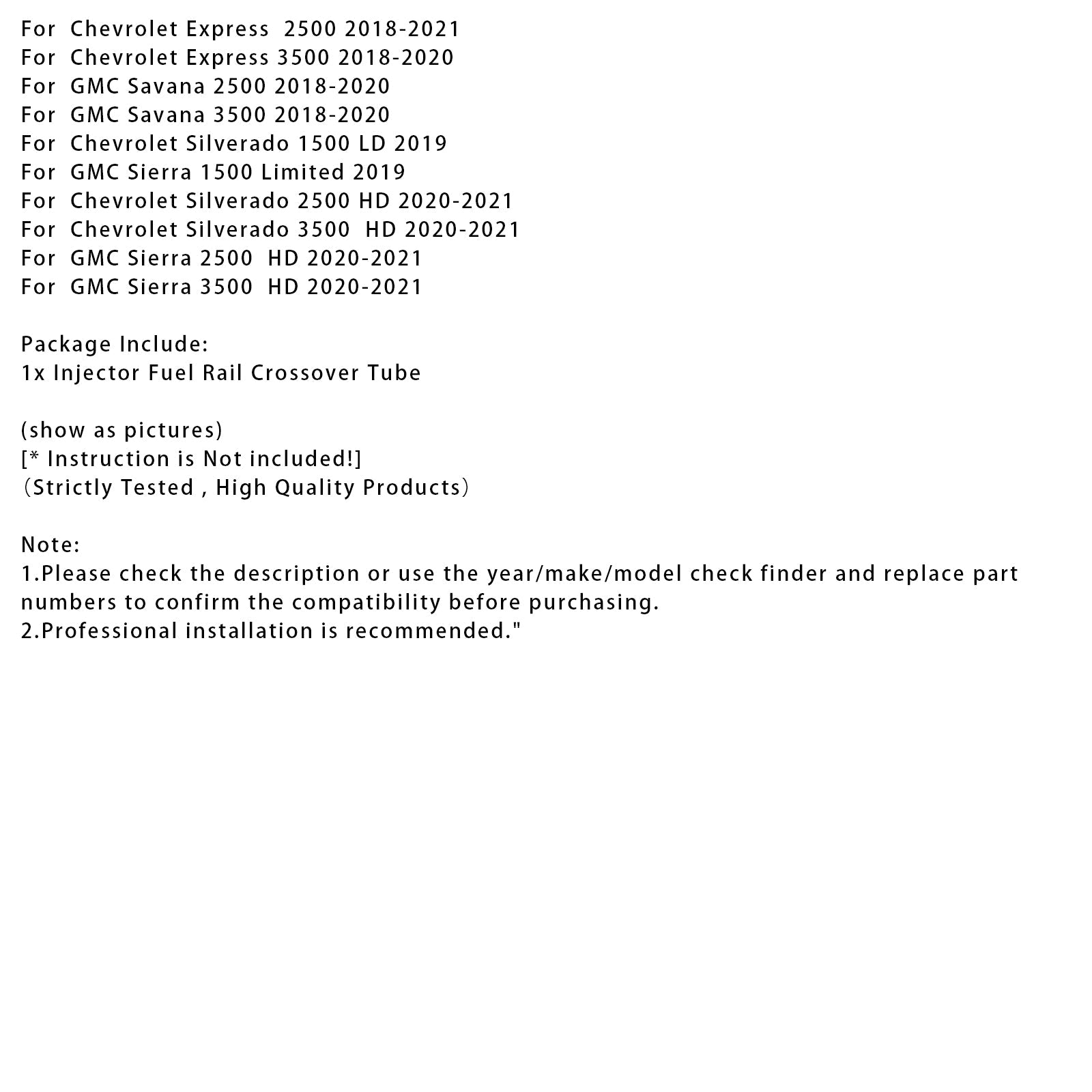 12677002 Injector Fuel Rail Crossover Tube For Chevrolet GMC Cadillac 2014-2021