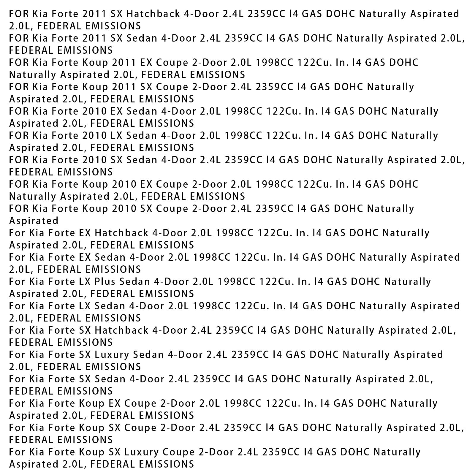 Kia Forte SX Sedan 4-Door 2.4L 2359CC G4KD Complete Engine Cylinder Head Assembly