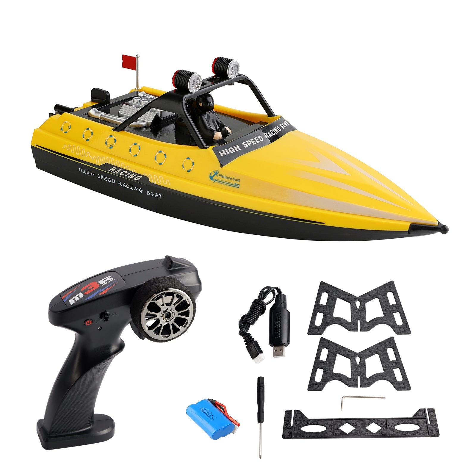 Wltoys WL917 RC Jet Boat RC Racing Boat 2.4GHz Remote Control Boat Toy Yellow