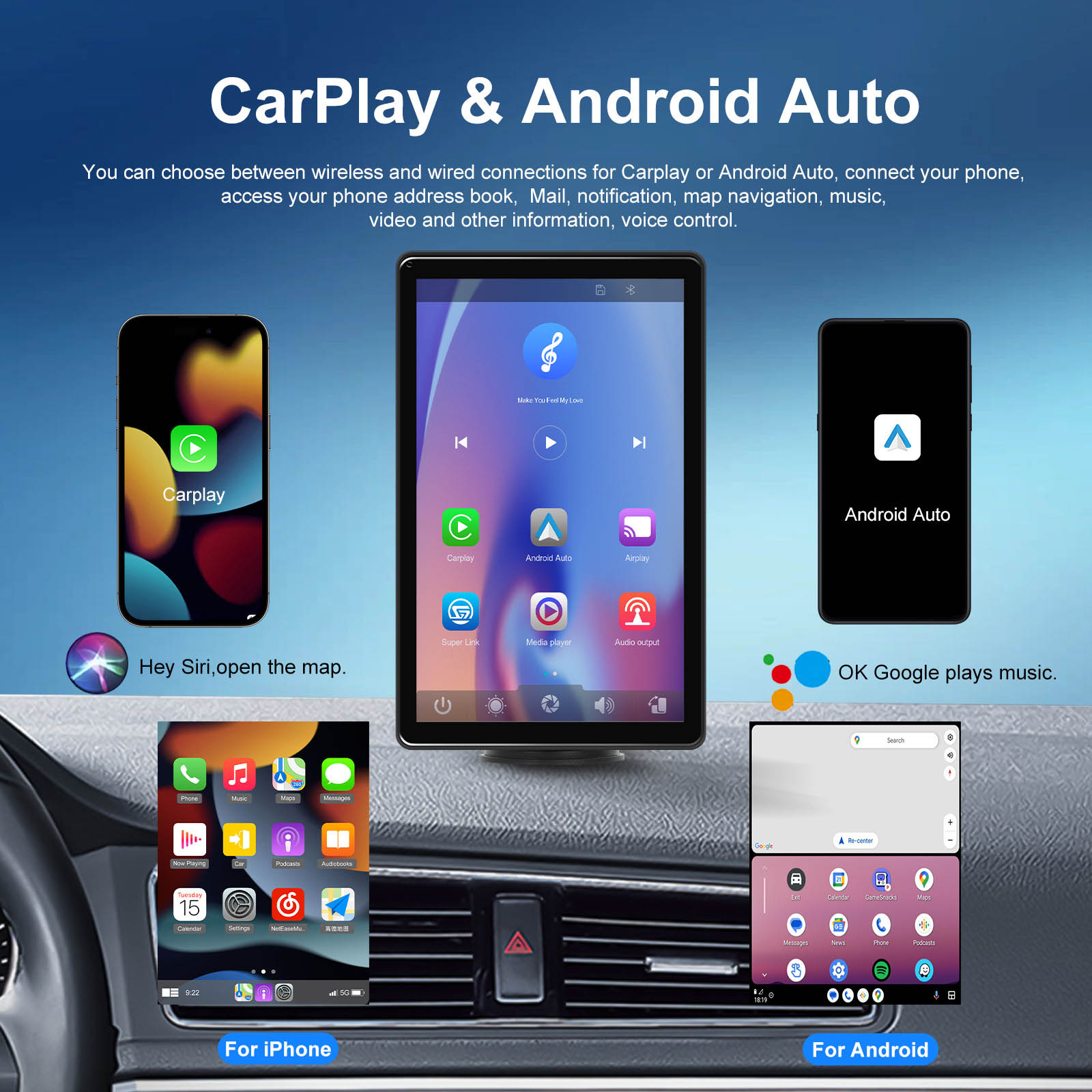 8-inch Full Touch Screen Apple CarPlay Android Auto Switching Display AHD Camera