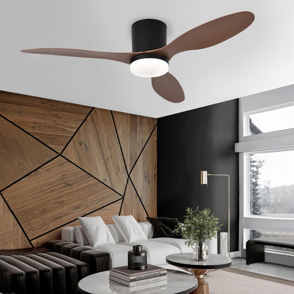 Ceiling Fans with Lights Flush Mount Dimmable LED for Bedroom DC Reversible Motor Indoor/Outdoor Use 52 Inch Low Profile Ceiling Fan with Remote/App Control