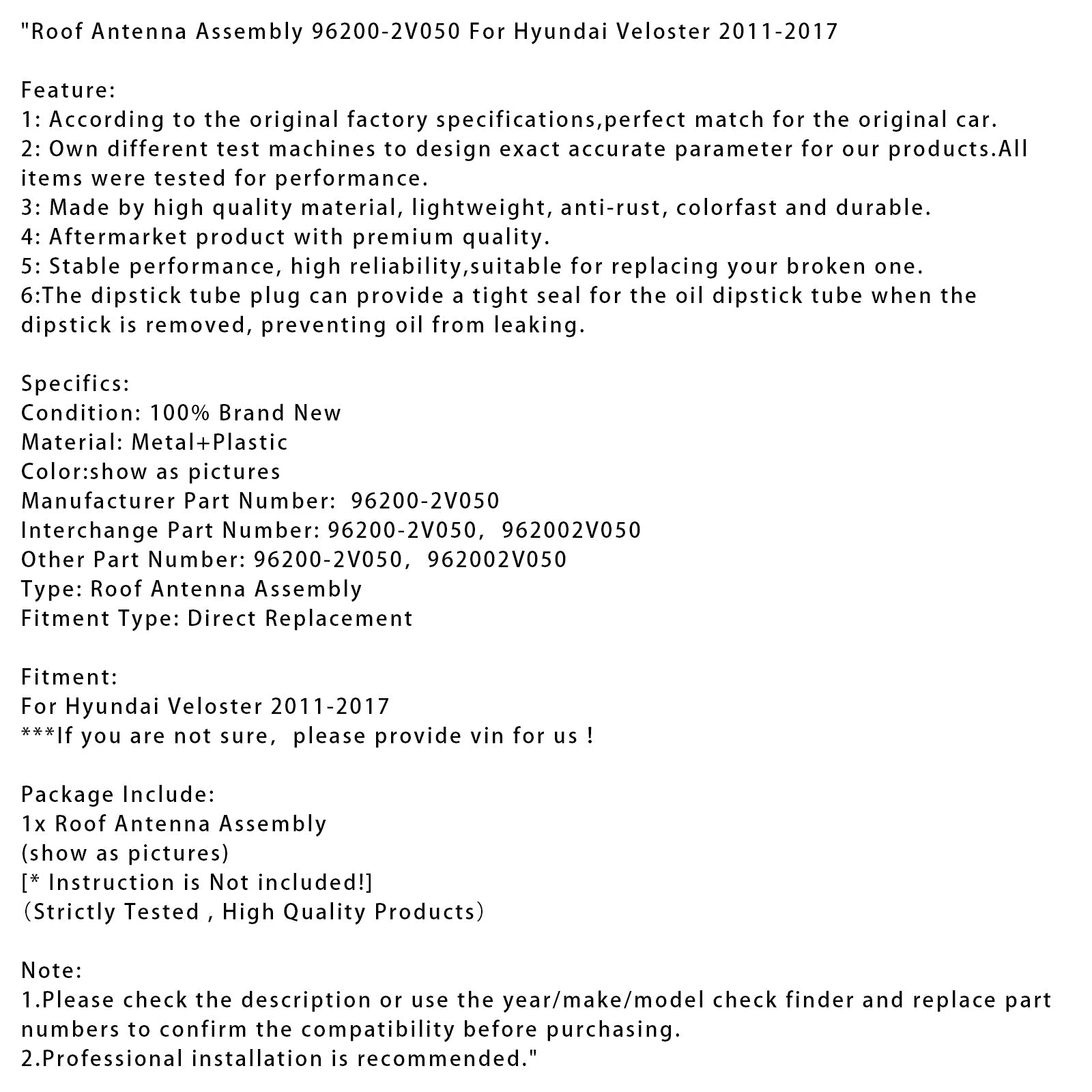 Roof Antenna Assembly 96200-2V050 For Hyundai Veloster 2011-2017