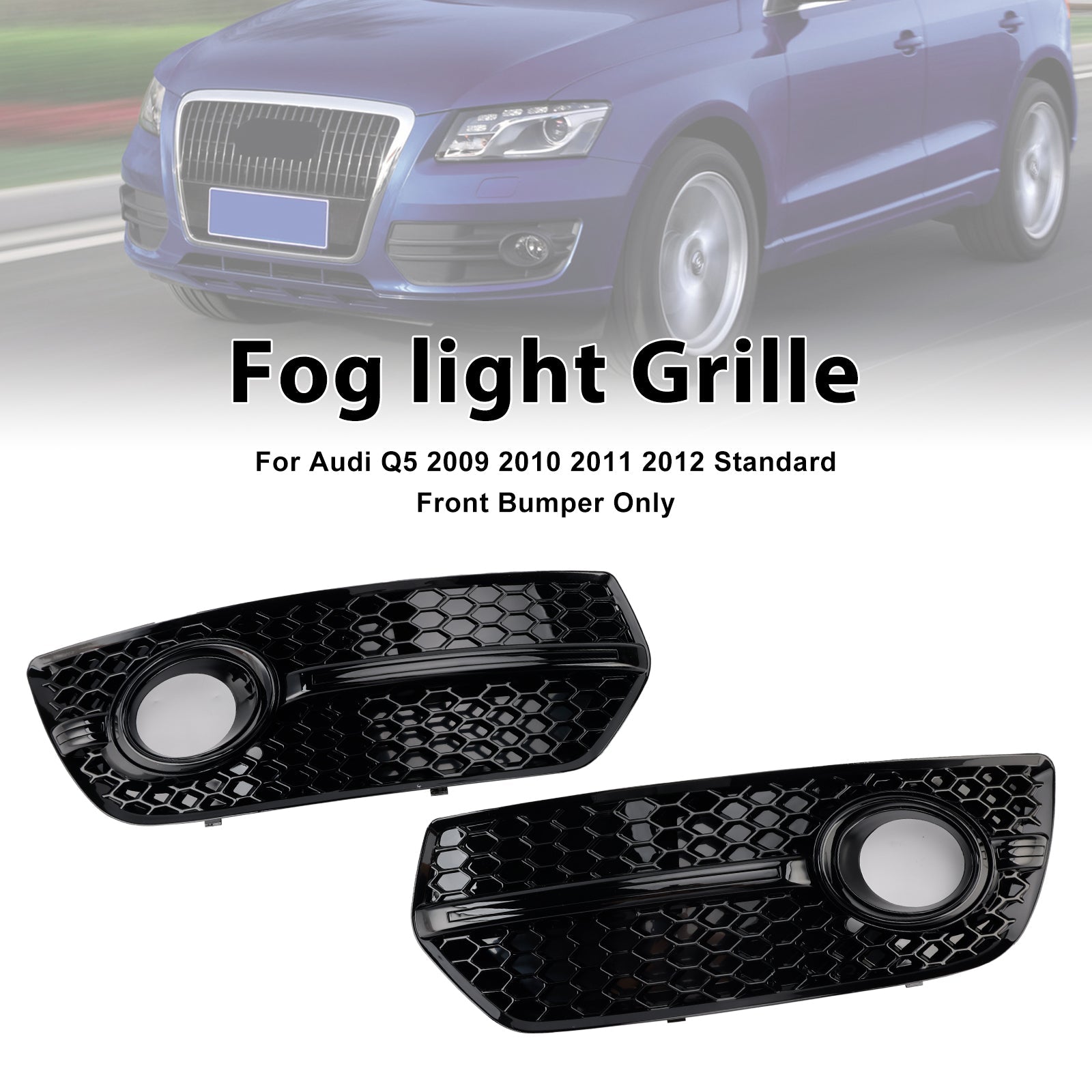 2009-2012 Audi Q5 2PCS Front Bumper Grill Fog Light Lamp Covers