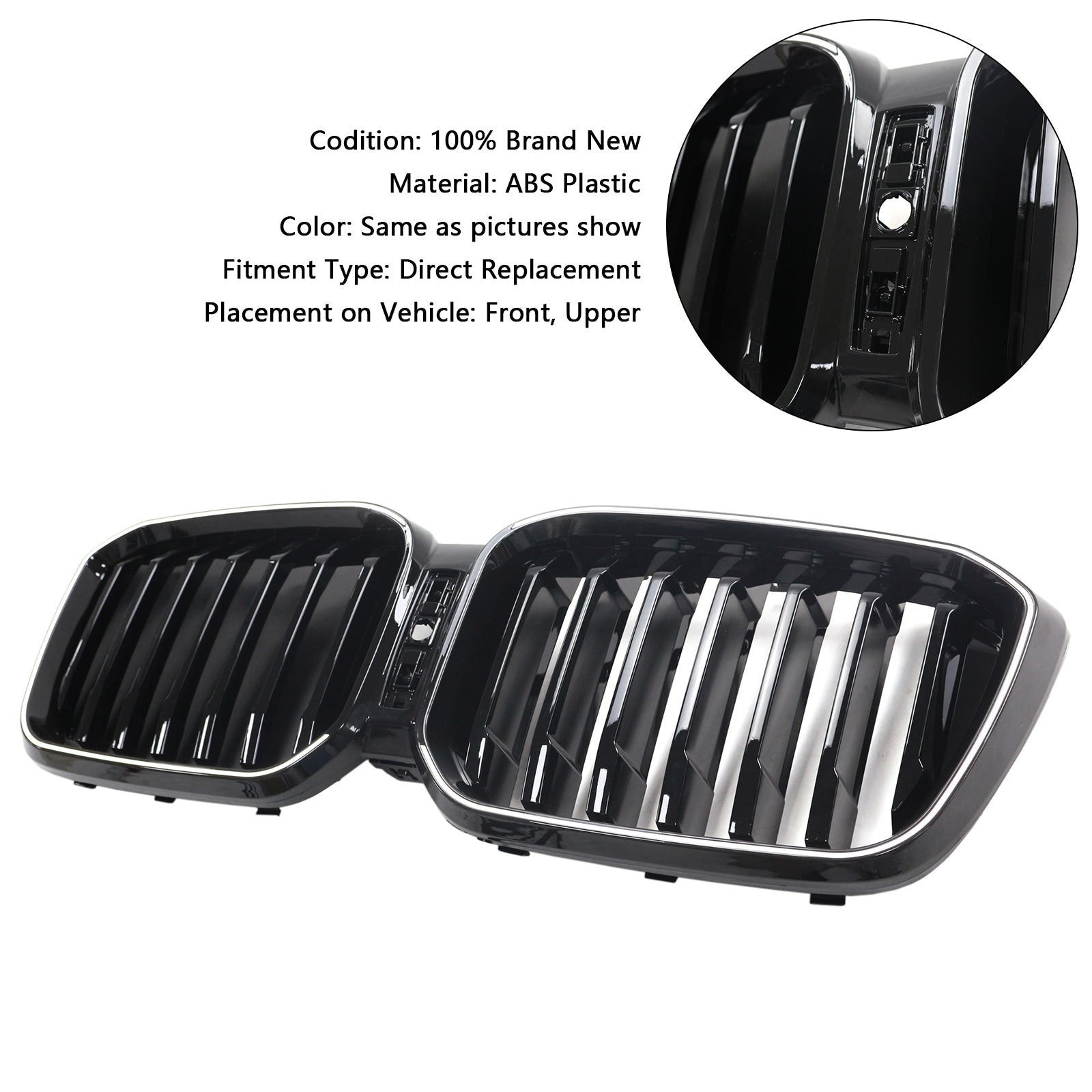 Glossy Black Front Bumper Kidney Grille Fit BMW X3 G01 X4 G02 2022-2025