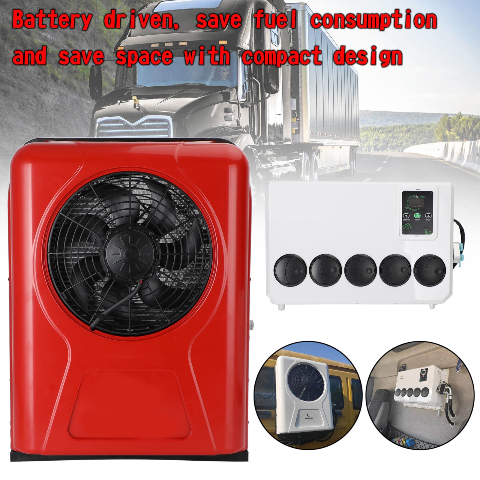 12000 BTU 12V Truck Cab RV Air Conditioner Split AC Fits Semi Trucks Bus Caravan