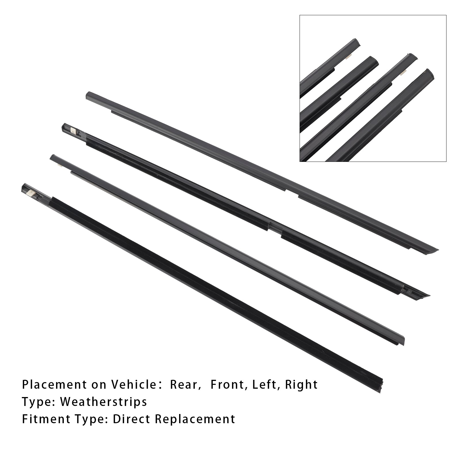 2009-2013 Suzuki Grand Vitara 4PCS Door Glass Belt Outer Molding Weatherstrip