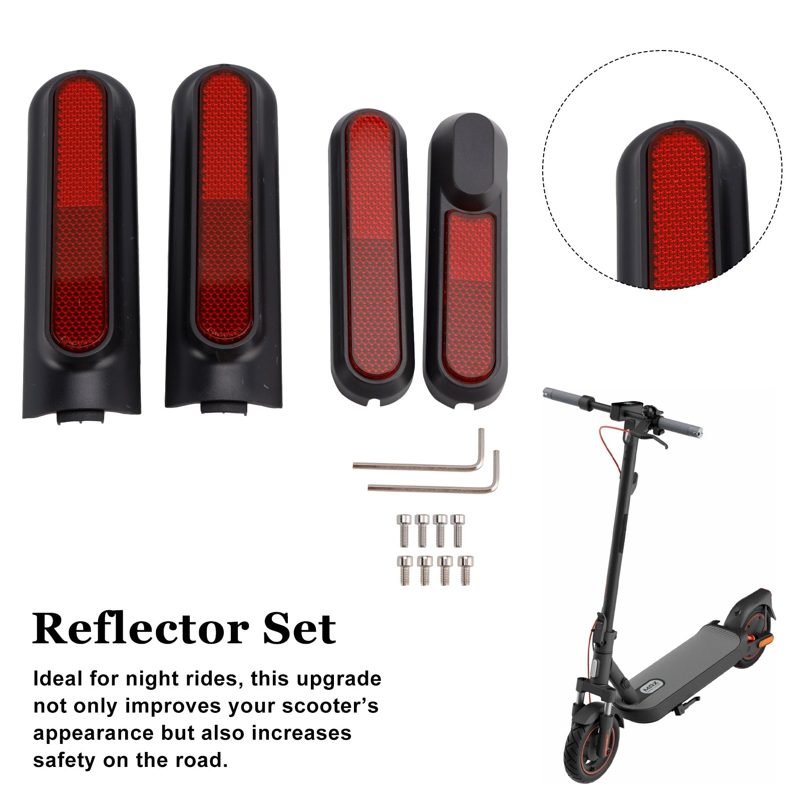 Set of 4 Scooter Side Covers with Rear Reflector for Xiaomi 4 Pro(1st Gen)