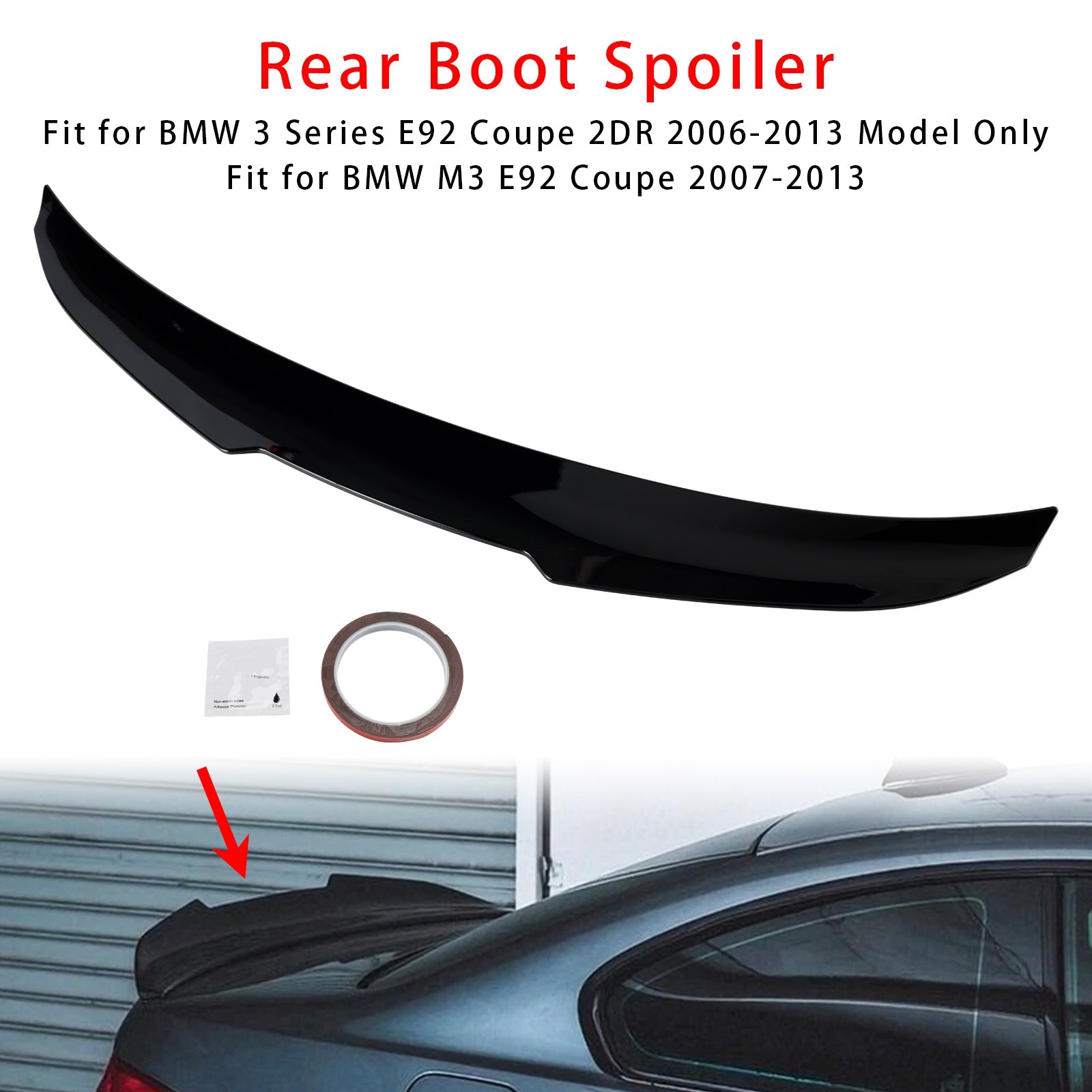 2007-2013 BMW M3 E92 Coupe Gloss Black Rear Boot Spoiler