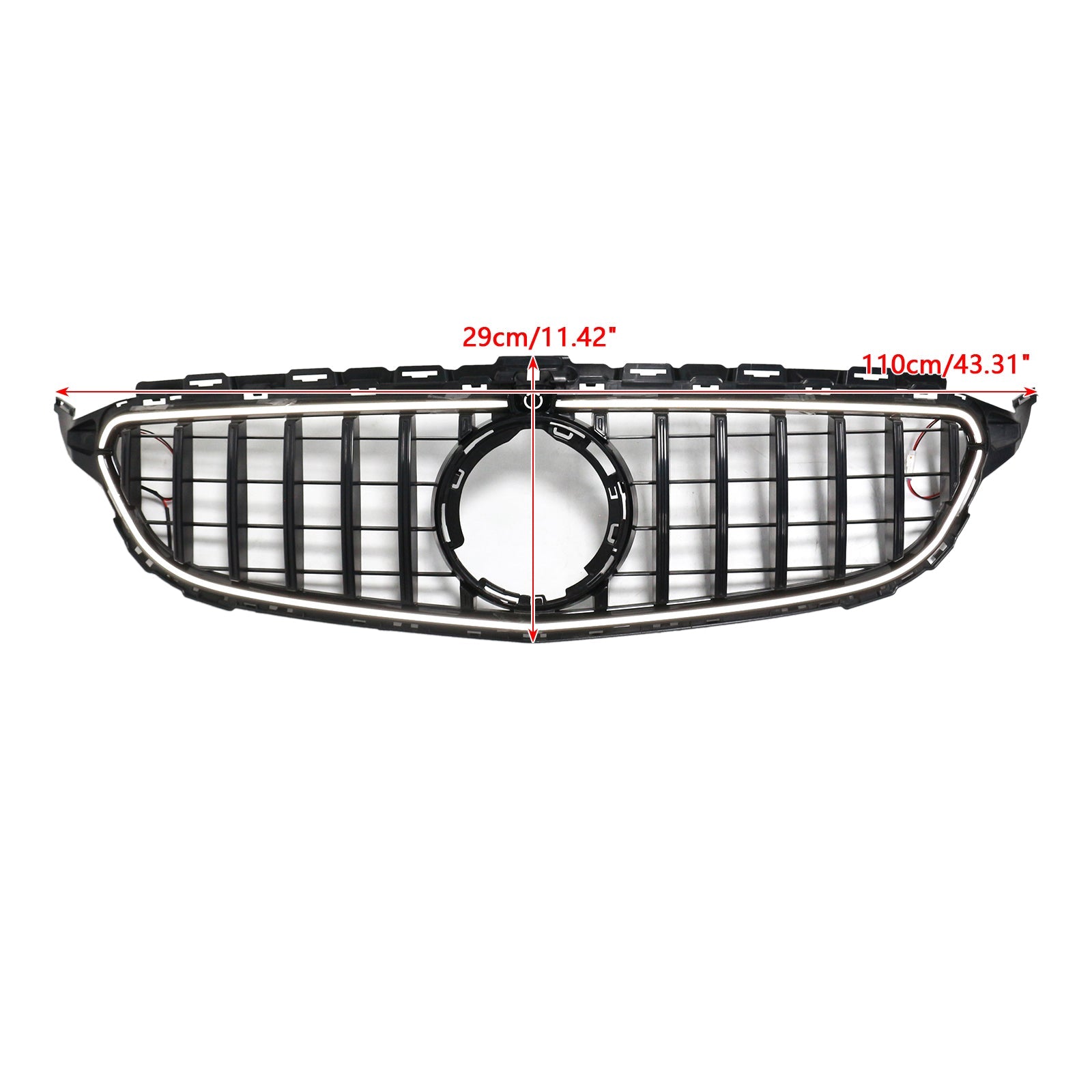 Black Front Bumper Grill Grille Fit Mercedes W205 C250 C300 2015-2021 W/LED