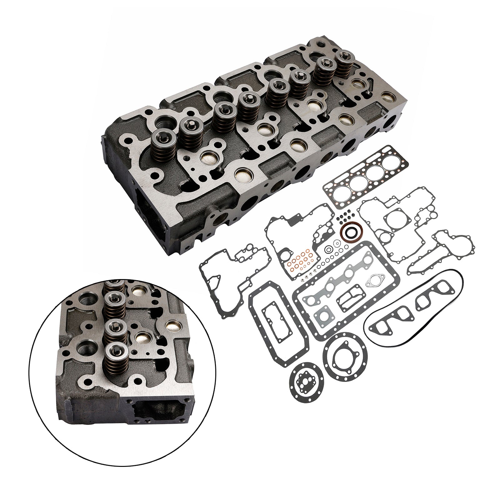 Complete Cylinder Head+Gasket Kit For Kubota V1902 Holland Skid Steer L555 L553