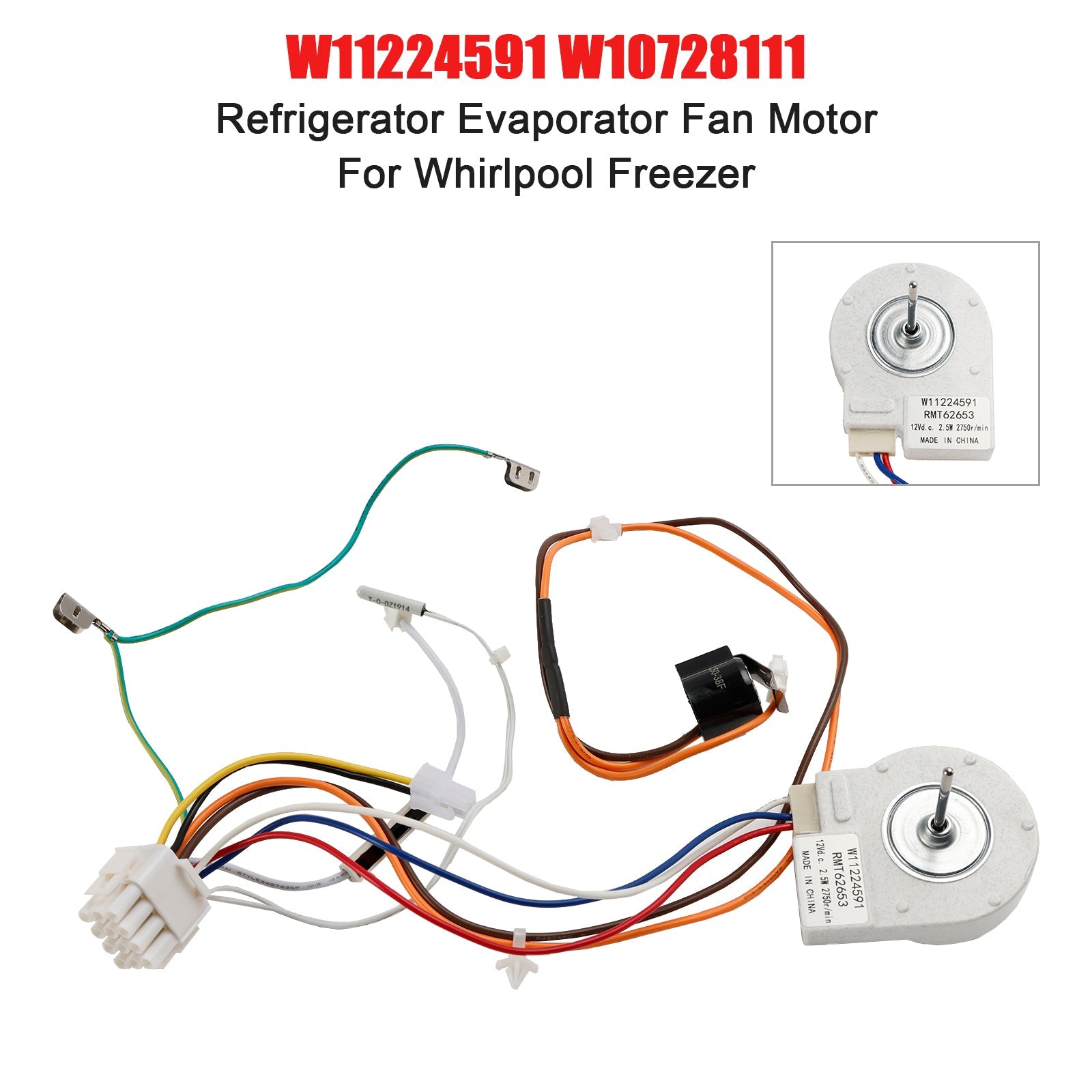 W11224591 W10728111 Refrigerator Evaporator Fan Motor